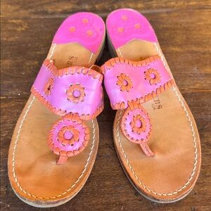 Jack Rogers Pink and Orange Leather Sandals
